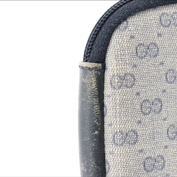 GUCCI Zip Pouch in Navy Blue Micro GG Canvas and Leather - Picture 4 of 6